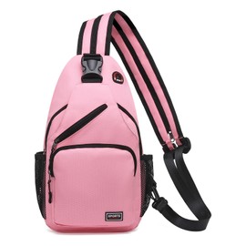 SUIKIHUM Convertible Sling Bag Crossbody Backpack, 11-Inch Pads Bags with Headphone Jack Shoulder Bag Casual Pack for Women Men Hiking Travel Cycling (Pink)