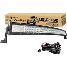 Willpower Curved LED Light Bar 42 inch 540W Spot Flood Combo Triple Row Led Off road Driving Fog Work Lights with Wiring Harness for Pickup SUV ATV UTV Truck Light, 12V 24V