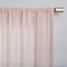 No. 918 Tayla Crushed Texture Semi-Sheer Rod Pocket Curtain Panel, 50" x 63", Blush Pink