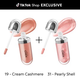 KIKO Milano 3D Hydra Lip Gloss Nude Bundle (19 Cream Cashmere + 31 Pearly Shell) | Softening Lip Gloss For A 3D Look