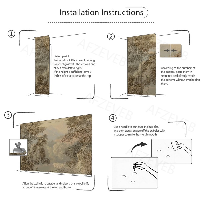 AFZEVEB-Tropical Jungle Peel and Stick Wallpaper Forest Walls Mural