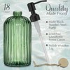 JASAI 18Oz Green Glass Soap Dispenser with Black Rust Proof