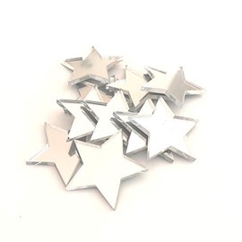 Super Cool Creations Star Shaped Crafting Mirrors, Set of 10, Many Colours, Shatterproof Acrylic, Silver Mirror, Pack of 10 x 8cm