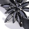 Black Rhinestone Large Flower Cocktail Statement Ring for Women Elegant