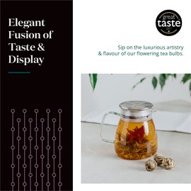 Flowering Tea Bulbs - Natural Blend of Green Tea, Jasmine Flowers, Rose Buds & More - Sweet Floral Notes & Subtle Fruity Flavour - Easy to Brew Blooming Tea Gift Set by The Tea Makers of London