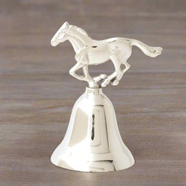 Decorative 3" Silver Horse Bell – Set of 4 Rustic Metal Bell with Galloping Horse Design for Home, Barn, or Western Decor