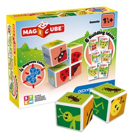 Geomag MagiCube Small Animals 4-Piece Magnetic Stacking Cubes Building Set, Toddlers & Kids Ages 1.5 and Up, STEM Educational Toy, Swiss-Made, Creativity, Imagination, 6 Adorable Building Ideas