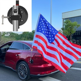 Flag Suction Cup for Car, Reusable Suction Cup Flag Pole Mount,No Drill Suction Cup Flag Holder with Strong Suction Force, Car Flag Pole Bracket, Vacuum Suction Cup Flag Mount Fit RV,SUV,Pickup,Truck