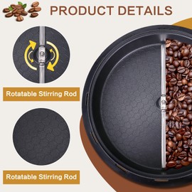Coffee Roaster Machine 500g Electric Coffee Bean Roaster for Home Use 0-240℃ Temperature Adjustment 1200W Non-stick Pot 110V US Plug