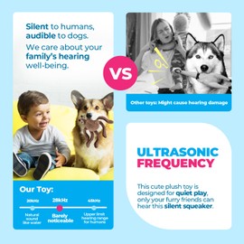 ALL FOR PAWS Ultrasonic Silent Squeaker Dog Toy, Quiet Puppy Toy Comfort Dog Enrichment Plush Toy with Cute Animal Designs