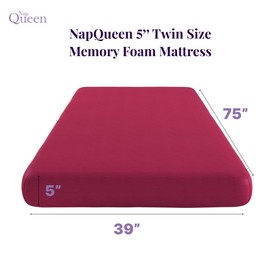 NapQueen 5 Inch Twin Memory Foam Mattress, Medium Feel, CertiPUR-US Certified, Bed in a Box, Breathable Soft Fabric Cover, Pink