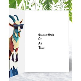 Funny Uncle Birthday Card - You are the GOAT - Fun Men's Happy Birthday card or Father Day Card for Uncle - A5 Size with Red Envelope