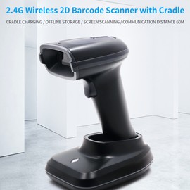 Handheld 1D/2D/QR Barcode Scanner Wireless BT & 2.4G USB Wired Bar  Reader CMOS Image Sensor Manual/Auto Trigger Scanning Support Paper/Screen  Compatible with Windows Android MacOS Linux Syst