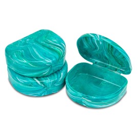 Practicon Marble Retainer Cases, Orthodontic Aligner Case, Mouth Guard Holder (3 Pack) (Teal)