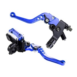 LisylineAuto Universal 7/8“ 22mm Handlebar Motorcycle Brake Master Cylinder Clutch Lever Left & Right Set + Hand Grips + Handlebar Ends Set Fit for Harley Honda Kawasaki Suzuki Yamaha (Blue)