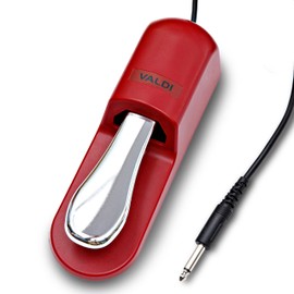 VALDI BP-3 Sustain Pedal Red - Universal Pedal for Keyboard Piano, Digital Pianos, MIDI Keyboards & Synths - Conversion Switch for All Brands - 1/4'' Jack, Anti-Slip Design, Extended Cable
