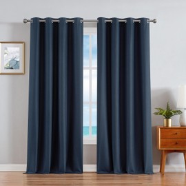 Nautica Home Blackout Curtains– Virginia Ultimate Blackout Classics Curtains and Drapes | Thermal Privacy Drapes Bedroom or Living Room Curtains | Set of 2 Chevron Pattern Panels | 38" x 96" | Navy