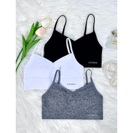 4Leezy Youth Training Bras for Girls-Sports Bra, Wirefree Bra, Padded Everyday Bra Bralette,Crop Cami Tank Top (6-14)