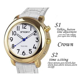 QINGQIAN English Voice Talking Watch for Blind,Visually impaired or Elderly,Women's Clothing Size