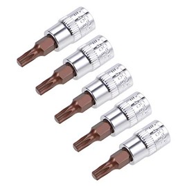 sourcing map 5pcs 1/4" Drive x T20 Torx Bit Socket, S2 Steel Bits CR-V Sockets 38mm Length Use with Ratchet Wrench, Slide Bar, Extension Rod