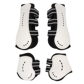 TOPINCN Horse Front Gaiters, White, Open Front, Sweat Absorption, Sturdy Buckle Closure, Adjustable Horse Tendon Gaiters for Jumping (M 0.7 Inches)