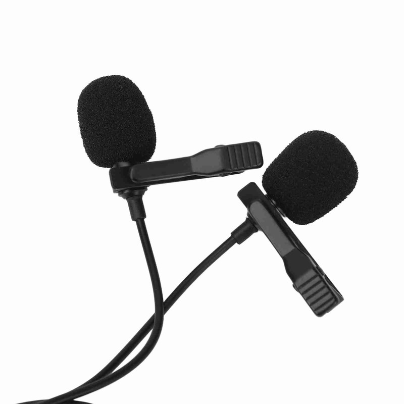 Black Double Head Lavalier Lapel Microphone No Driver Installation Required