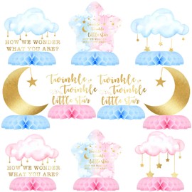 10 Pack Twinkle Twinkle Little Star Party Honeycomb Centerpieces for Kids' Starry Birthday Decorations and Baby Shower Supplies - Cute Star Table Toppers for Twinkle Twinkle Little Star Theme Party