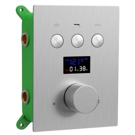 Brushed Nickel 3 Way Shower Diverter Valve AYIVG Thermostatic Shower Mixing Flow Control Valve Temperature Display Shower Rough-In Mixer Valve Kit Can Use All Options At a Time