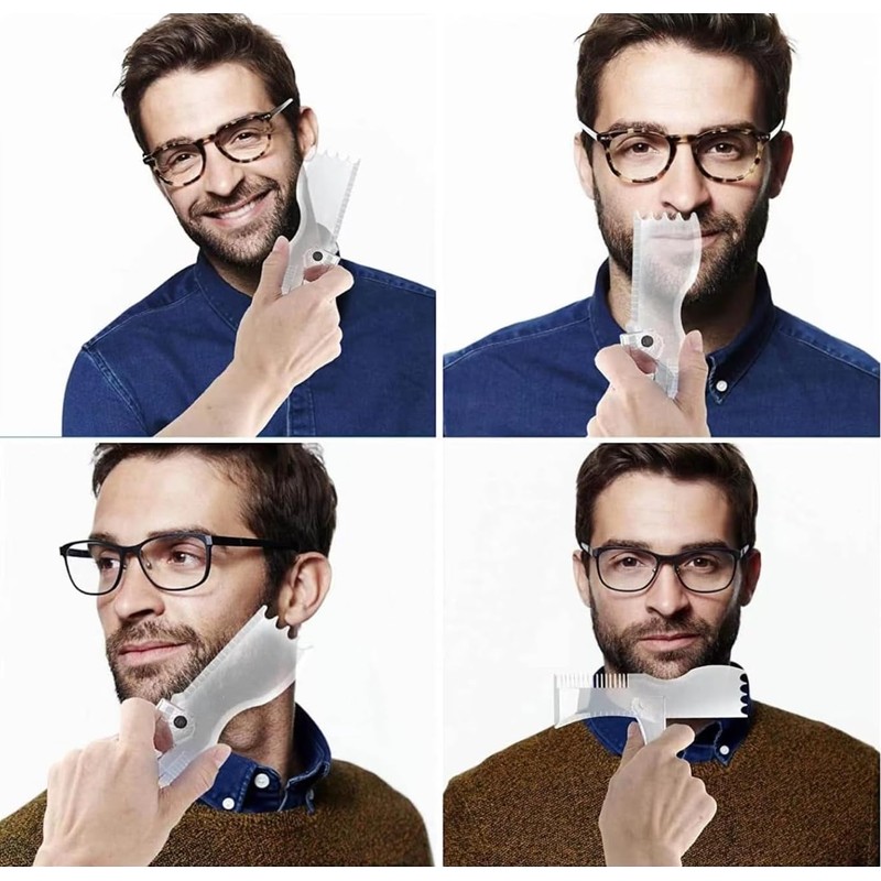Beard Stencils with Comb and Ruler for Goatee, Sideburns, Neckline,