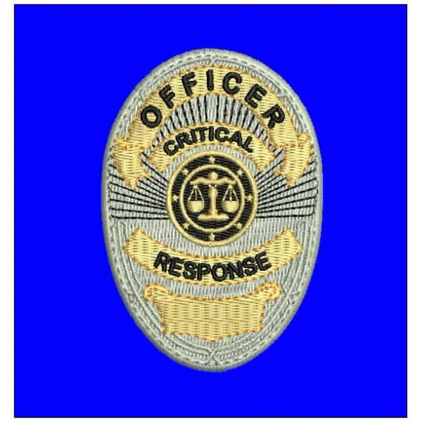 OFFICER CRITICAL R EMBROIDERY PATCH 2.5X3.5 hook on silver