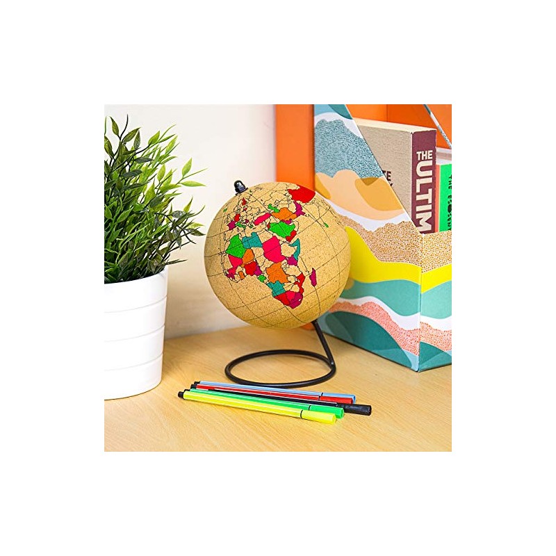 Gift Republic Cork Color Globe with Pins, 14 x 14