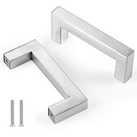 Drenky 5 Pieces Silver Stainless Steel Door Knobs Furniture Handle with Screw for Drawer Cabinet Furniture Kitchen Home Decoration Hole Spacing 64mm