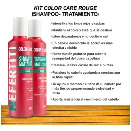 Shampoo Matizador Rojo + Tratamiento Con Keratina Nefertiti