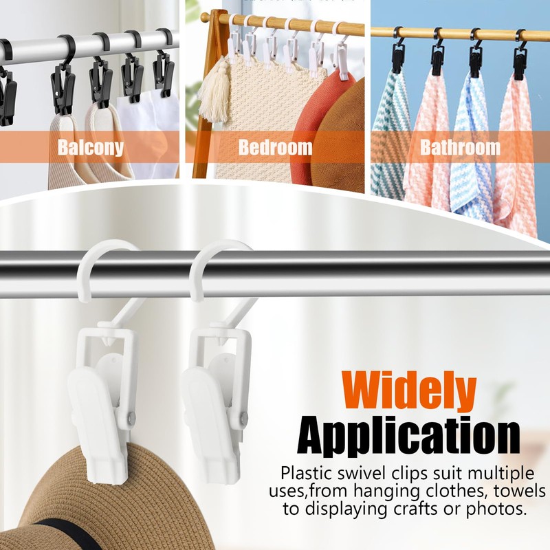 Kyuionty 12 Pcs Plastic Swivel Hanging Hooks Super Strong Rotating