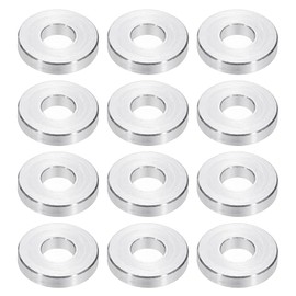 PATIKIL M6 Aluminum Spacers, 12pcs 1/4" x 5/8" Round Metal Spacers for 1/4 or M6 Screw Bolts, Unthreaded Standoff Bushing 1/8"L, 6.2x15x3mm