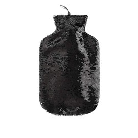 Fashy 67333 Hot Water Bottle with Black Sequin Cover 2 Litres Thermoplastic