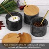 2 Sets Marble Salt Cellar Box with Bamboo Lid &