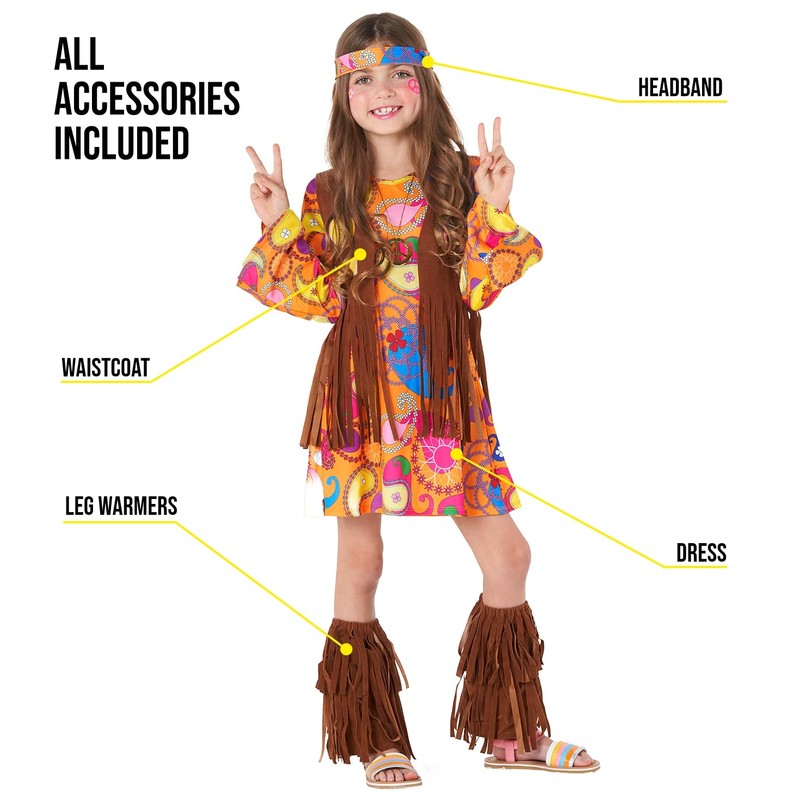 Morph Hippie Costume for Girls, Perfect for Carnival and Fancy