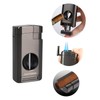 KAVYDENS Triple Jet Torch Lighter with Deep V-Cut Cigar Cutter