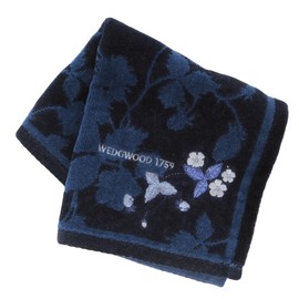 Wedgwood 138857-0003-03 Towel Handkerchief, Strawberry, Ink Blue, Embroidered (Navy) Women's Towel, Hand Towel, Approx. 11.0 inches (28 cm)