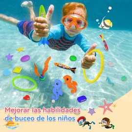 CXJYSD 30 Piezas Juguetes De Buceo,Buceo Conjuntos De Juegos,con Bolsa De Almacenamiento,Buceo Juguetes para Piscina Natación Subacuática Verano Juegos para Niño