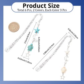 CRASPIRE 6Pcs Ocean Metal Bookmarks Starfish Dolphin Turtle Alloy Vintage Pattern Summer Antique Silver Turquoise Beads Gemstone Beading Pendant Tassel for Book Lovers Teacher Student Birthday Gifts