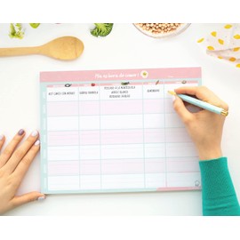 The Yellow Clip - Planificador de comidas semanal, con imán para Refrigerador, Menú de la semana (Rosa/Morado)