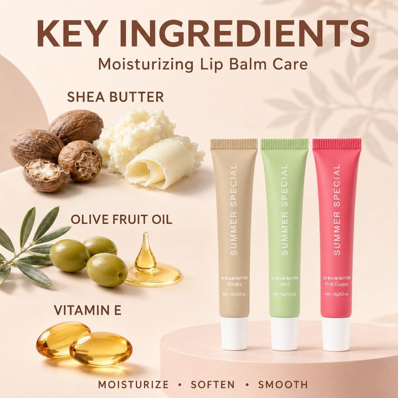 5 Pack Summer Special Lip Balm Butter Set, Tinted Lip
