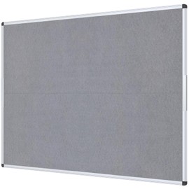 VIZ-PRO Large Fabric Bulletin Board/Foldable Notice Board Felt Gray, 60 X 48 Inches, Silver Aluminium Frame