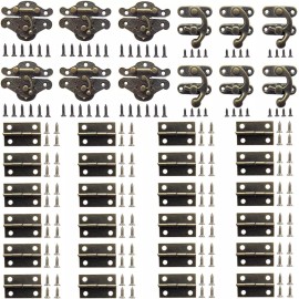 NIANNIAN 36 Sets Retro Jewelry Box Hinges and Latches Hooks, Small Latches Hinges for Woo