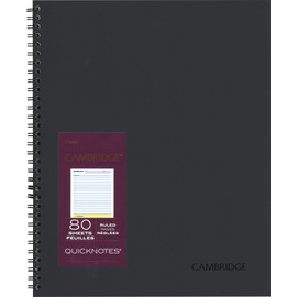 Cambridge Quick Notes Planner/Business Notebook, 9-1/16 x 11, 80 Sheets, Black