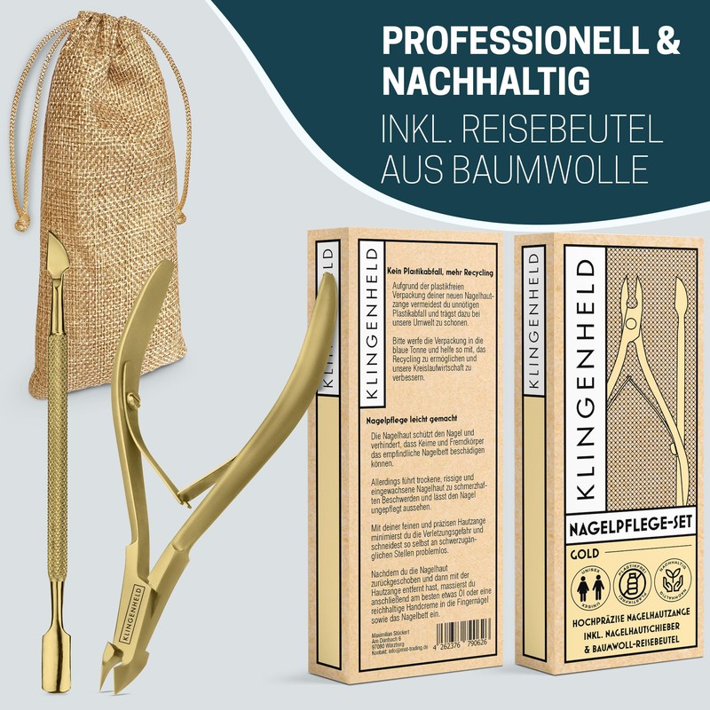 KLINGENHELD® Precise Cuticle Nippers with 1 Cuticle Pusher - Very