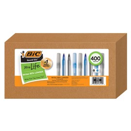 BIC Round Stic Xtra Life Ballpoint Pen, Medium Point 1.0 mm, 200 Black & 200 Blue Combo Pack of 400
