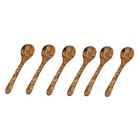Collection Kremers 6 x Olive Wood Coffee Spoons Approx. 12-13 cm with Beautiful Grain Unique Olive Wood
